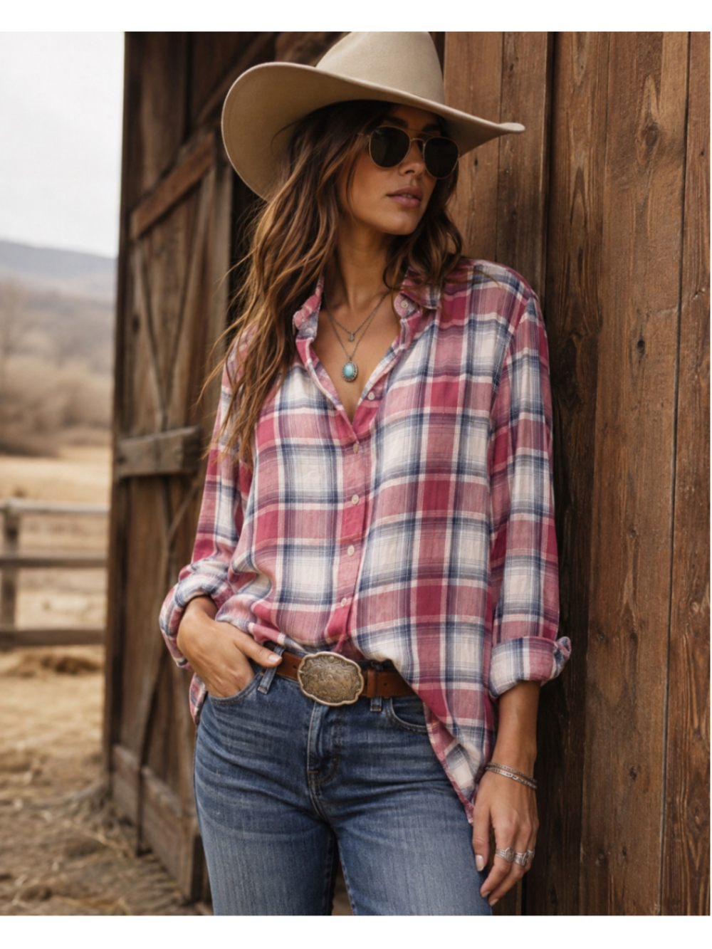 NWT Ralph Lauren Pink Plaid Oversized Shirt XXL Preppy Coastal Western Button Up